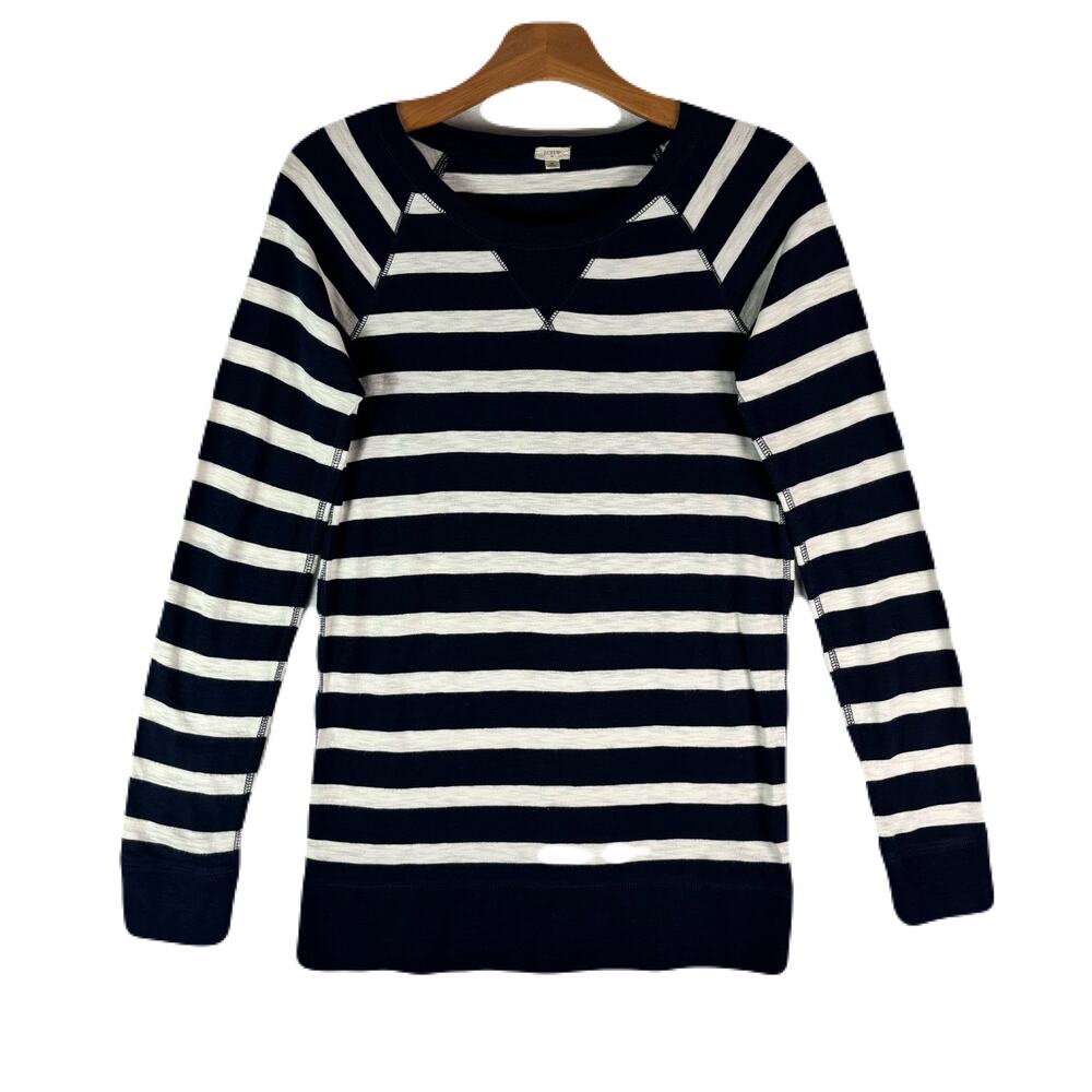 J CREW Long Sleeve Blue/White Striped Top Womens Size S